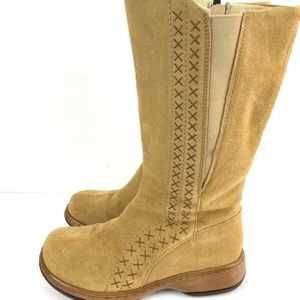 Dansko Fleur Suede Tall Zipper Boots Camel Size 6